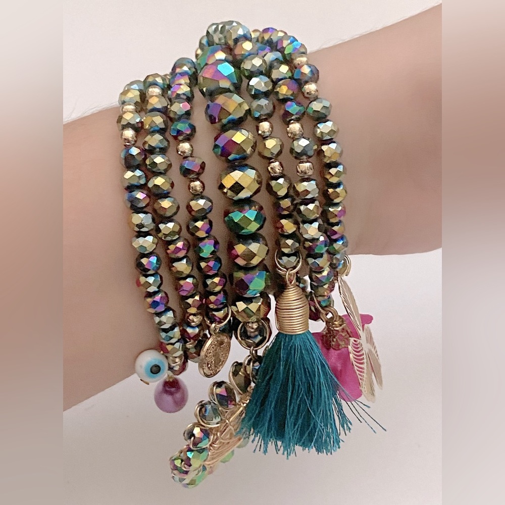 Pink multicolor bracelet set
